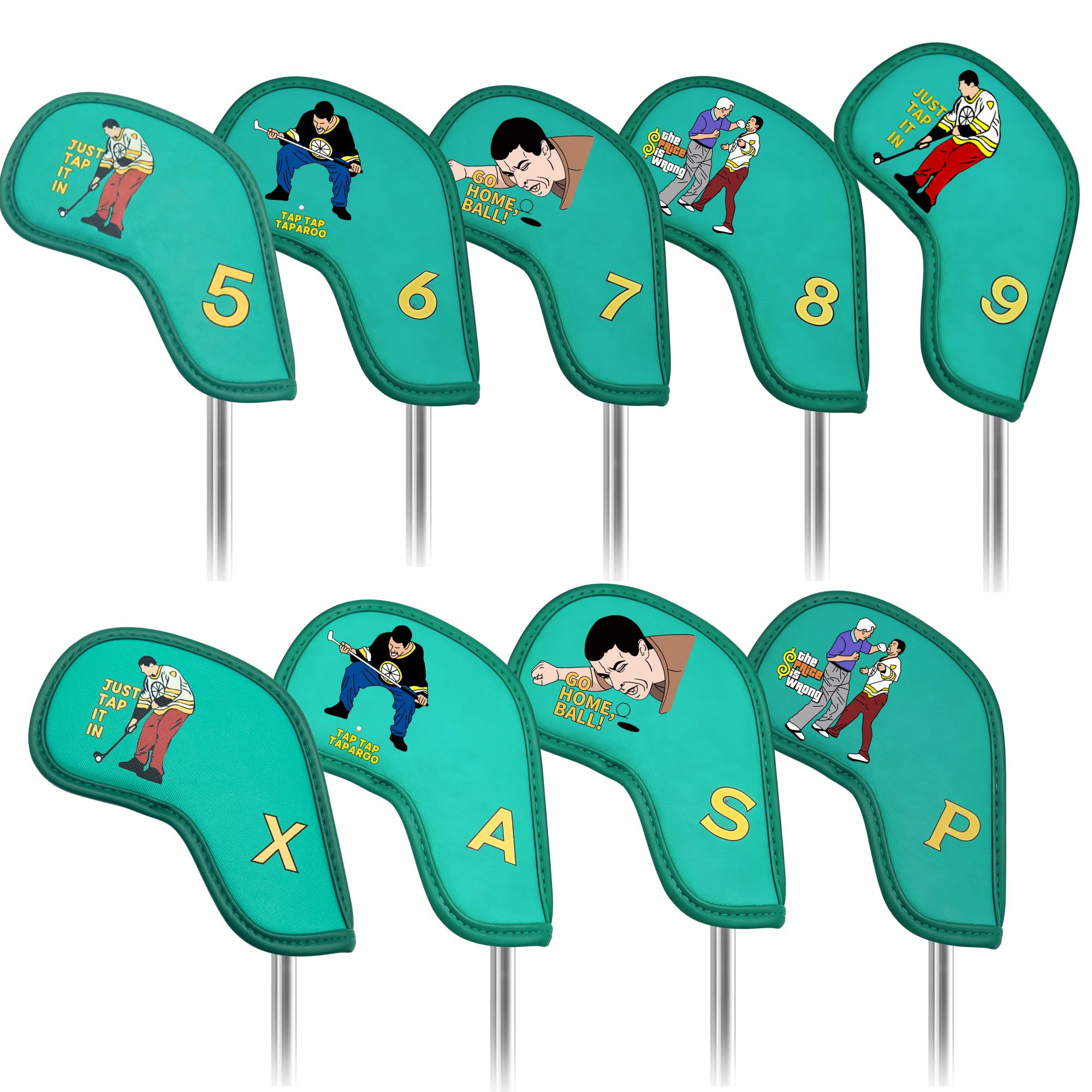 Golf Equipment Deals - 9 Stück Golf-Eisenhüllen mit lustigem Cartoon-Design,